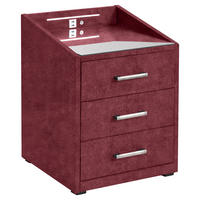 NACHTTISCH 47/61/46 cm  Bordeaux  - Bordeaux/Silberfarben, Modern, Holzwerkstoff/Kunststoff (47/61/46cm) - MID.YOU