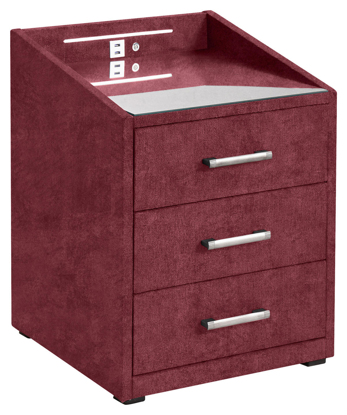 NACHTTISCH 47/61/46 cm  Bordeaux  - Bordeaux/Silberfarben, Modern, Holzwerkstoff/Kunststoff (47/61/46cm) - MID.YOU