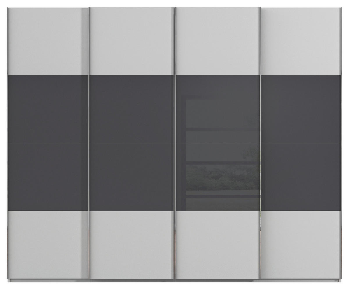 SCHWEBETÜRENSCHRANK 271/235/68 cm 4-türig Grau, Schwarz  - Chromfarben/Schwarz, KONVENTIONELL, Glas/Holzwerkstoff (271/235/68cm) - Novel