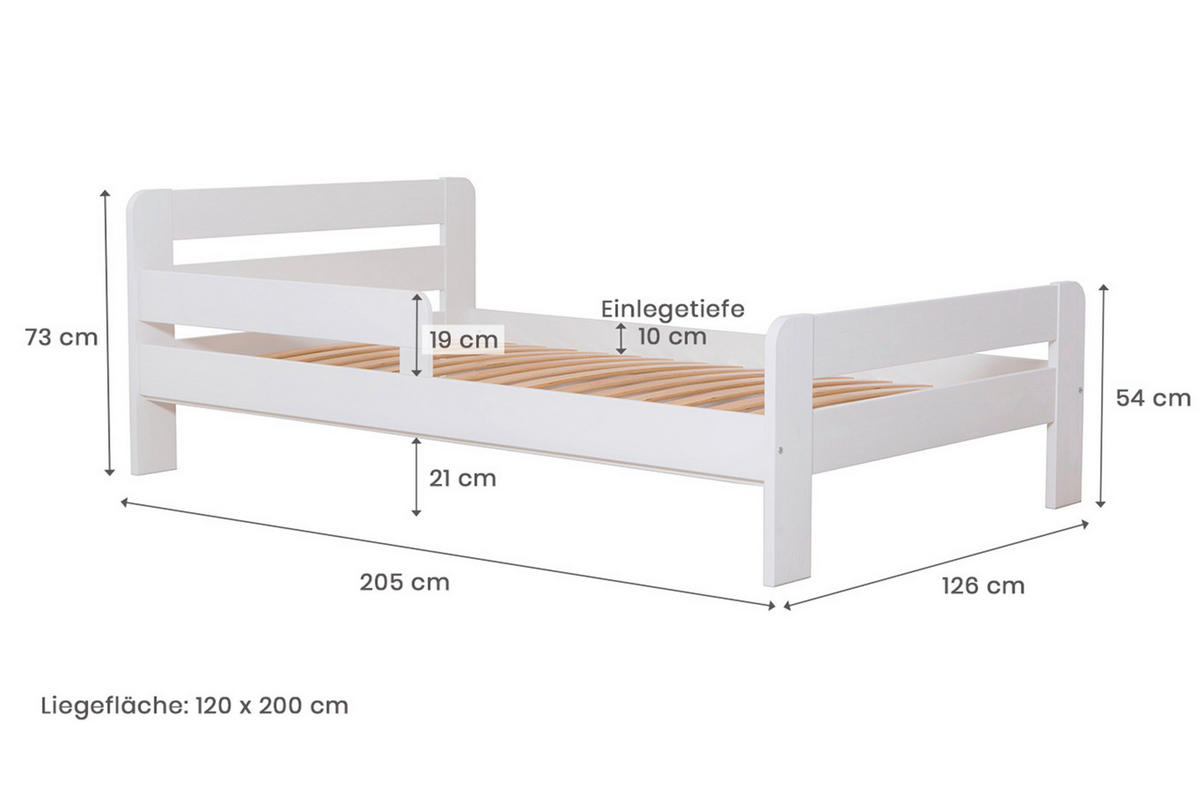 POSTEL, 120/200 cm, bílá - bílá, Moderní, dřevo (120/200cm) - MID.YOU