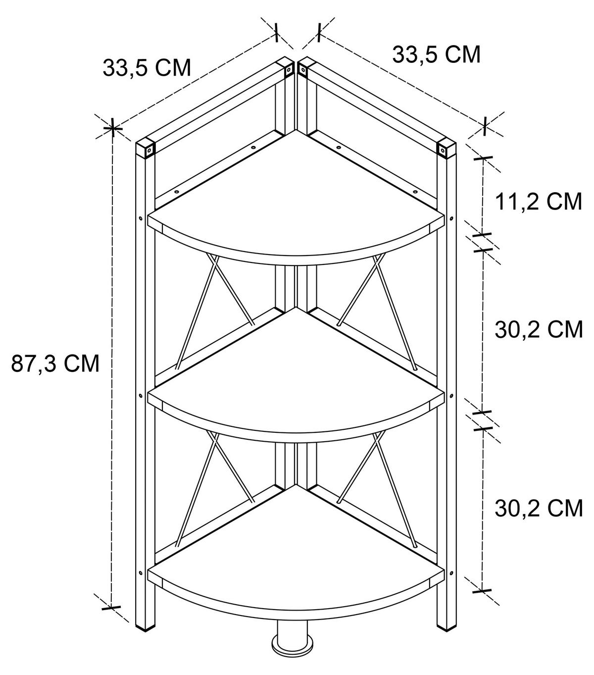 HÖRNHYLLA i 34/87/34 cm svart, honungsek  - honungsek/svart, Design, metall/trämaterial (34/87/34cm) - MID.YOU