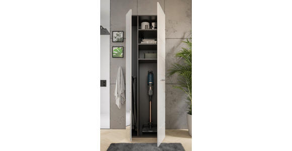 HOCHSCHRANK 60/190/45 cm  - Chromfarben/Weiß Hochglanz, KONVENTIONELL, Glas/Holzwerkstoff (60/190/45cm) - Xora