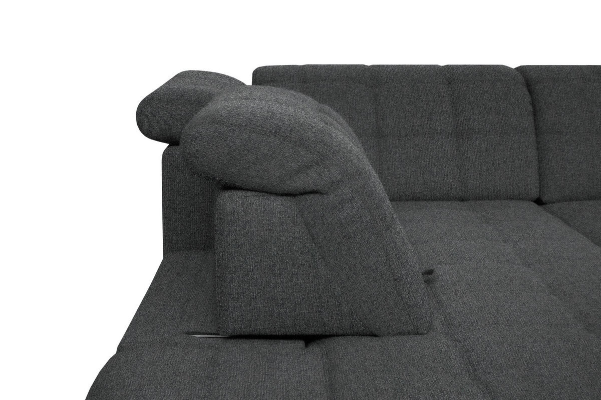ECKSOFA in Webstoff Dunkelgrau  - Dunkelgrau/Schwarz, Design, Holz/Textil (297/216cm) - Xora