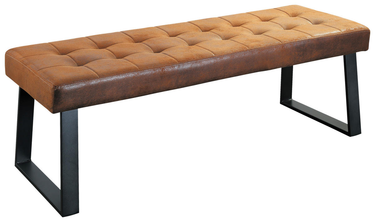 SITZBANK 140/49/48 cm Webstoff Braun  - Schwarz/Braun, MODERN, Textil/Metall (140/49/48cm) - MID.YOU