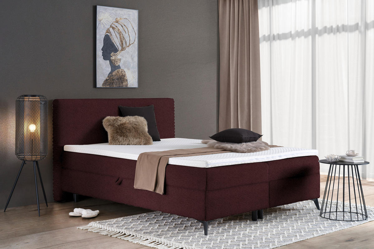 BOXBETT 180/200 cm  in Beere  - Beere/Schwarz, Design, Holz/Holzwerkstoff (180/200cm) - Xora