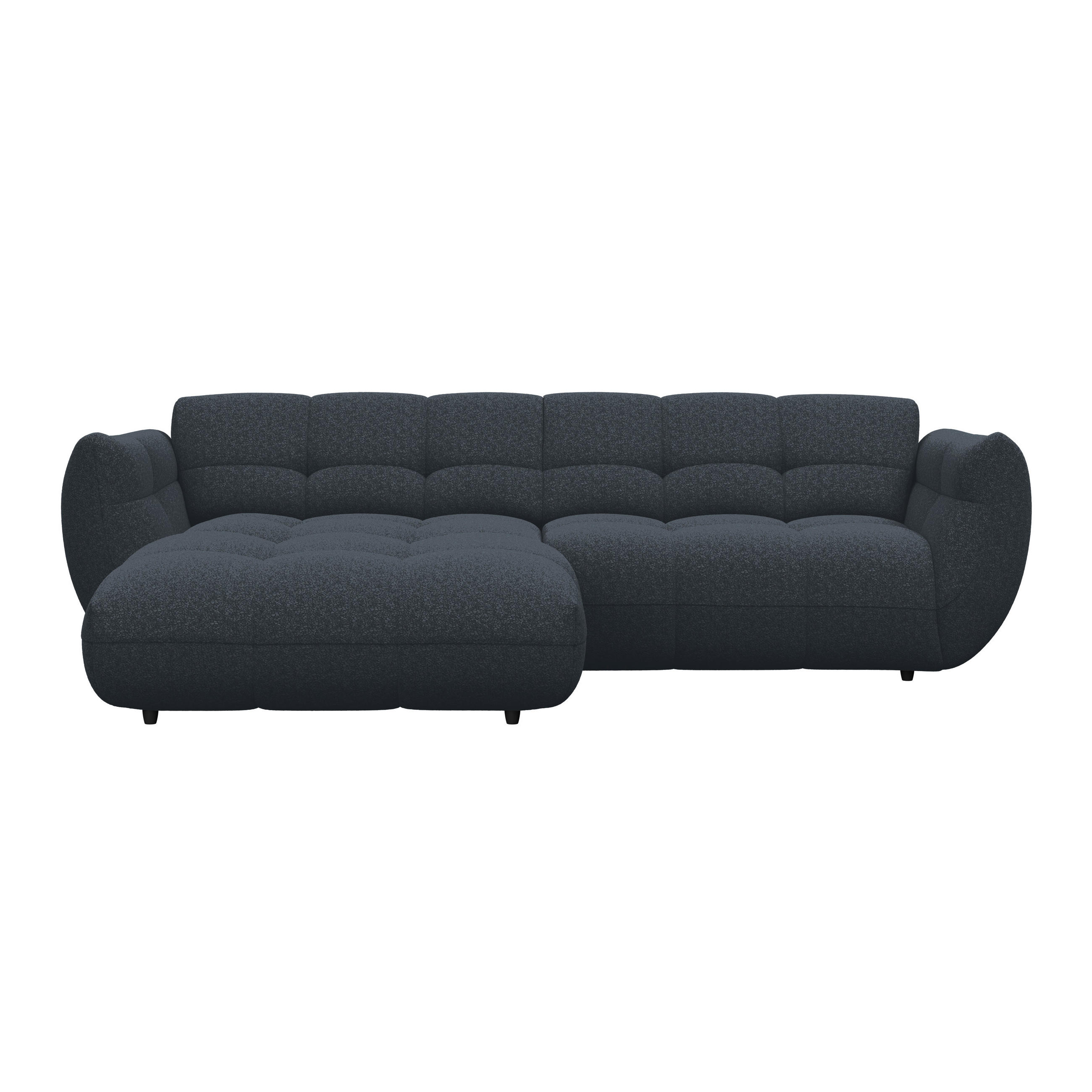 ECKSOFA Chenille Dunkelblau  - Dunkelgrün/Schwarz, Trend, Kunststoff/Textil (178/280cm) - MID.YOU