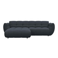 ECKSOFA Chenille Dunkelblau  - Dunkelgrün/Schwarz, Trend, Kunststoff/Textil (178/280cm) - MID.YOU
