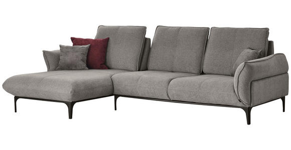 ECKSOFA in Webstoff Grau  - Schwarz/Grau, Natur, Textil (182/277cm) - Valnatura