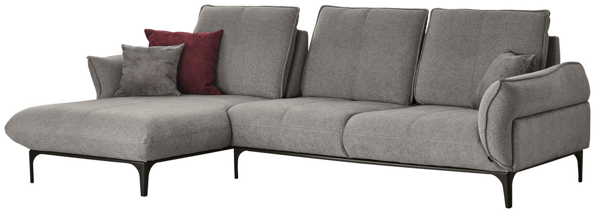 ECKSOFA in Webstoff Grau  182/277 cm  - Schwarz/Grau, Natur, Textil (182/277cm) - Valnatura