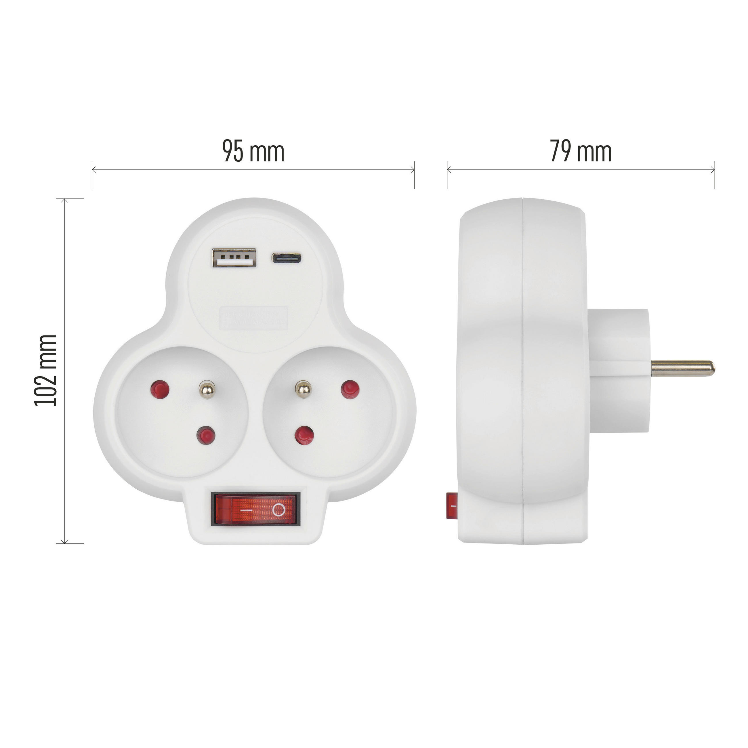 ZÁSUVKOVÁ LIŠTA   - bílá, Basics, plast (7.7/9.5/10cm)