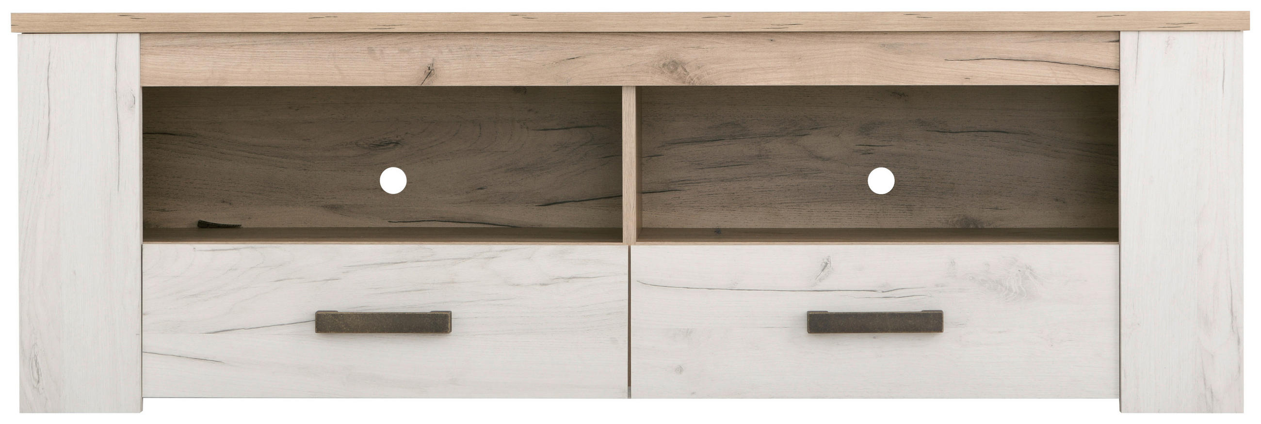 TV DIEL, farba duba, farba strieborného duba, 151,5/49,5/43,5 cm - farba strieborného duba/farba duba, Basics, kompozitné drevo (151,5/49,5/43,5cm) - Ti'me