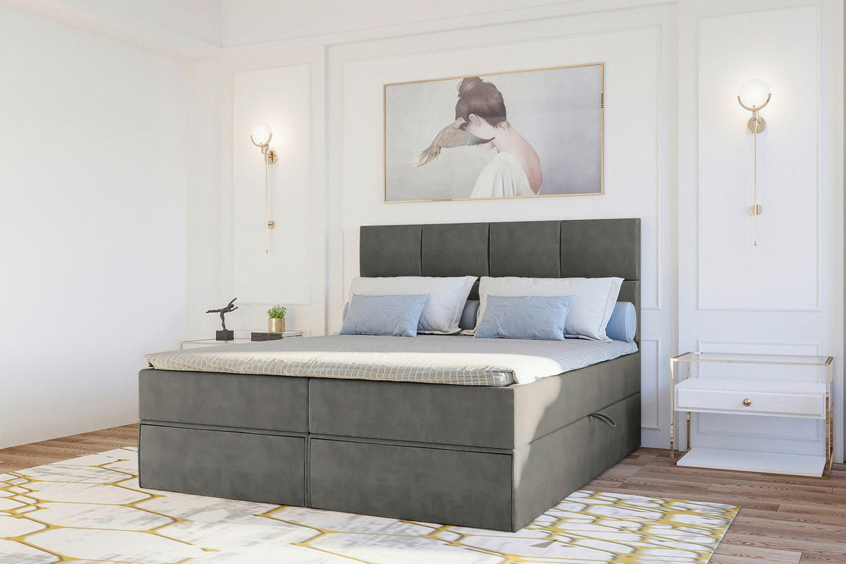 BOXBETT 140/200 cm  in Schlammfarben  - Schlammfarben/Schwarz, KONVENTIONELL, Kunststoff/Textil (140/200cm) - Boxxx