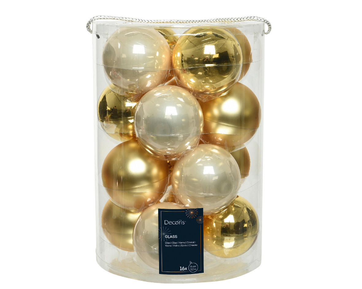 Set De Globuri De Crăciun - auriu/crem, Konventionell, sticlă (8,00cm) - X-Mas