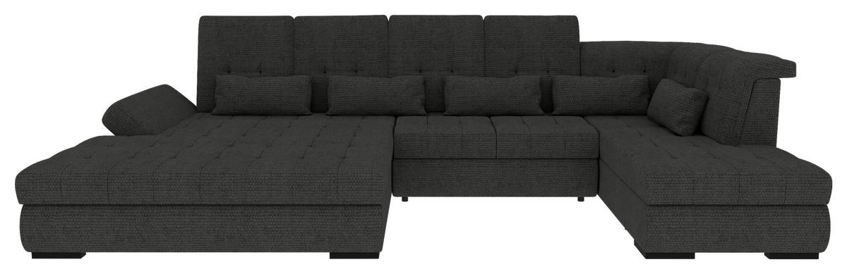 WOHNLANDSCHAFT Graphitfarben Struktur  - Schwarz/Graphitfarben, KONVENTIONELL, Kunststoff/Textil (212/358/222cm) - Carryhome