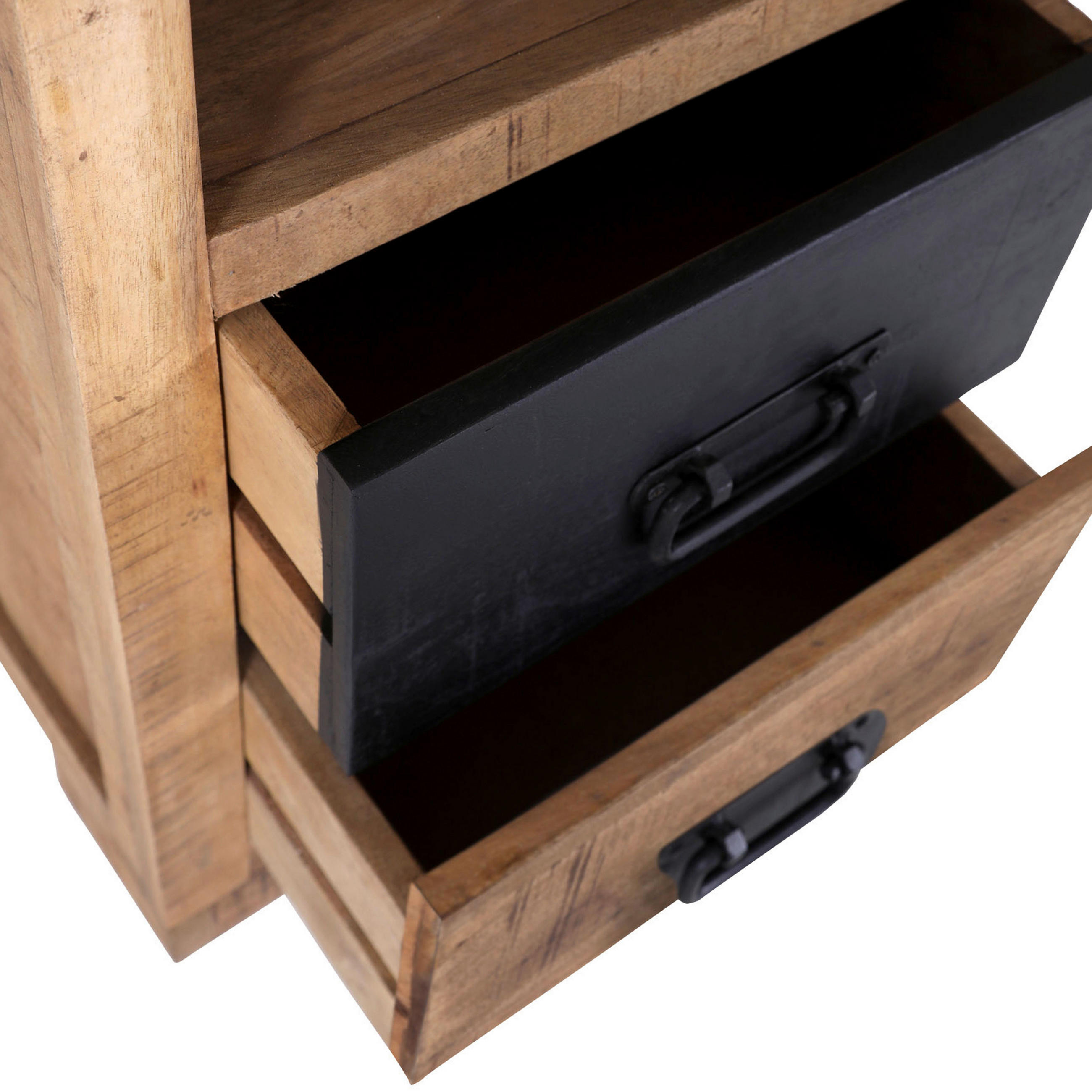 NACHTSCHRANK 43/65/38,5 cm Mangoholz massiv  - Schwarz/Naturfarben, LIFESTYLE, Holz (43/65/38,5cm) - Landscape