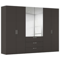 DREHTÜRENSCHRANK 301/223/61 cm,  in Graphitfarben, 6 Tür(en)  - Chromfarben/Edelstahlfarben, Basics, Glas/Holzwerkstoff (301/223/61cm) - Novel