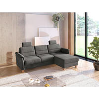 ECKSOFA PALMERA V Schwarz Flachgewebe Kopfstütze  - Eichefarben/Schwarz, KONVENTIONELL, Holz/Textil (244/163cm) - Sit & More