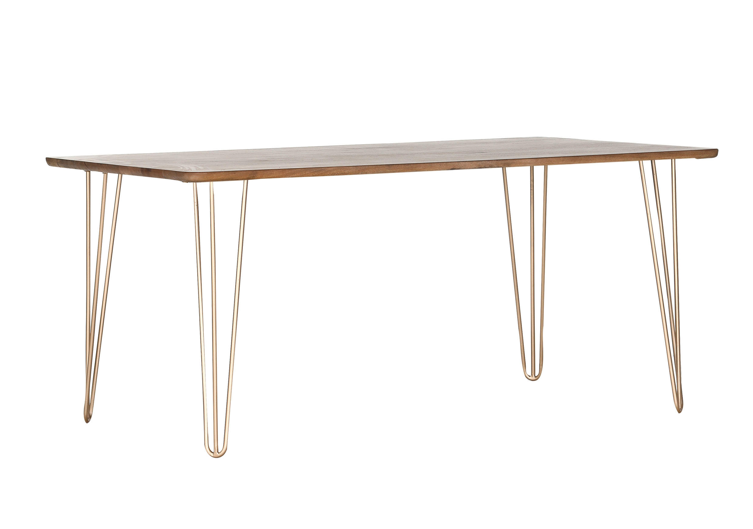 ESSTISCH Mangoholz massiv rechteckig Braun, Goldfarben  - Goldfarben/Braun, LIFESTYLE, Holz/Metall (160/90/76cm) - Landscape