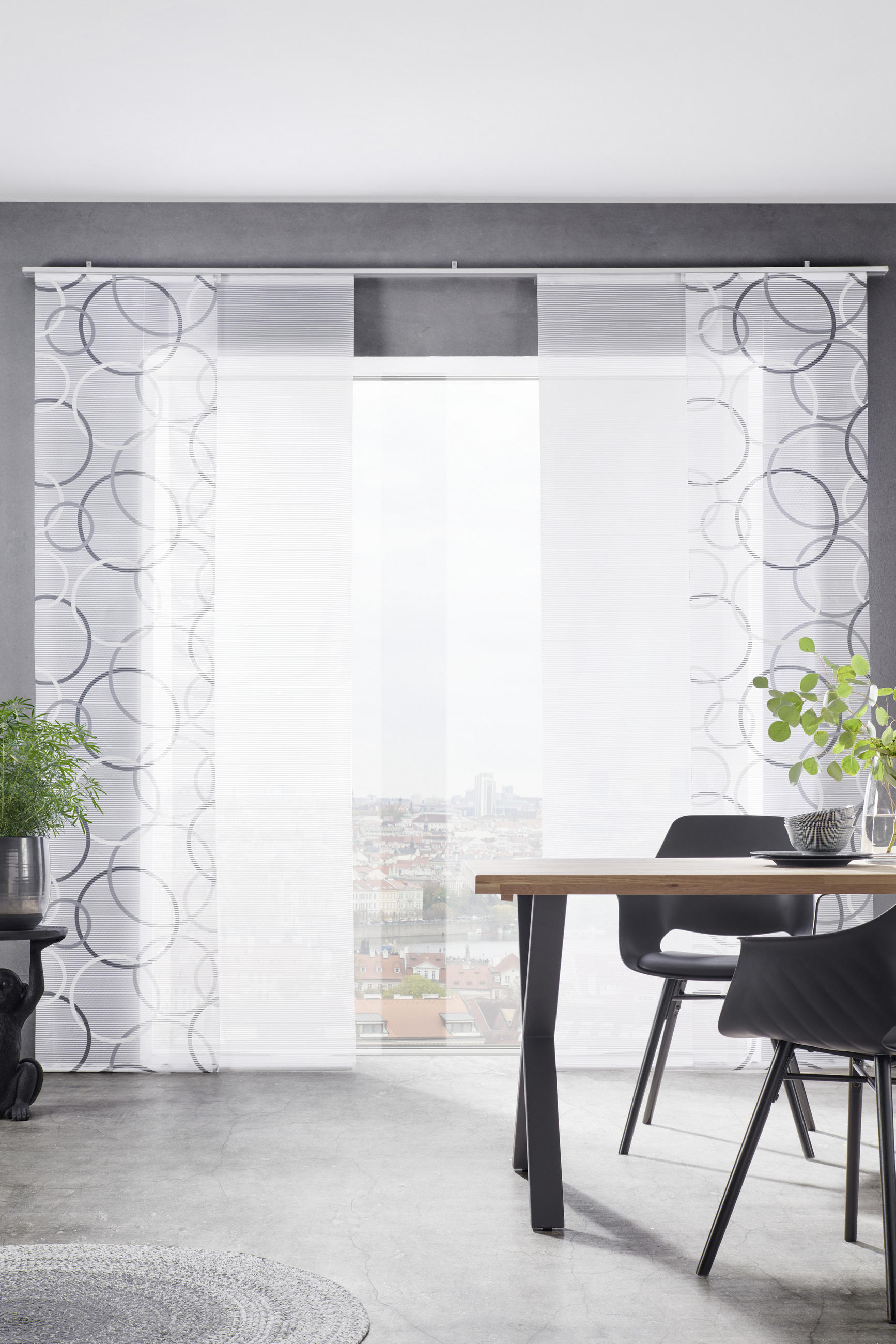 FLÄCHENVORHANG   halbtransparent   60/255 cm  - Weiß/Grau, Design, Textil (60/255cm) - Novel