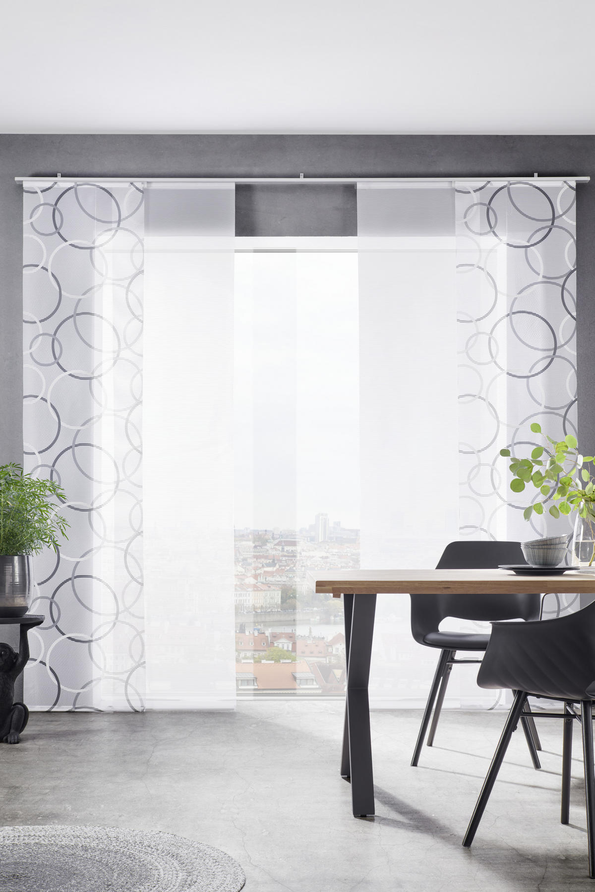 PANELOVÝ ZÁVĚS, 60/255 cm - šedá/bílá, Design, textil (60/255cm) - Novel