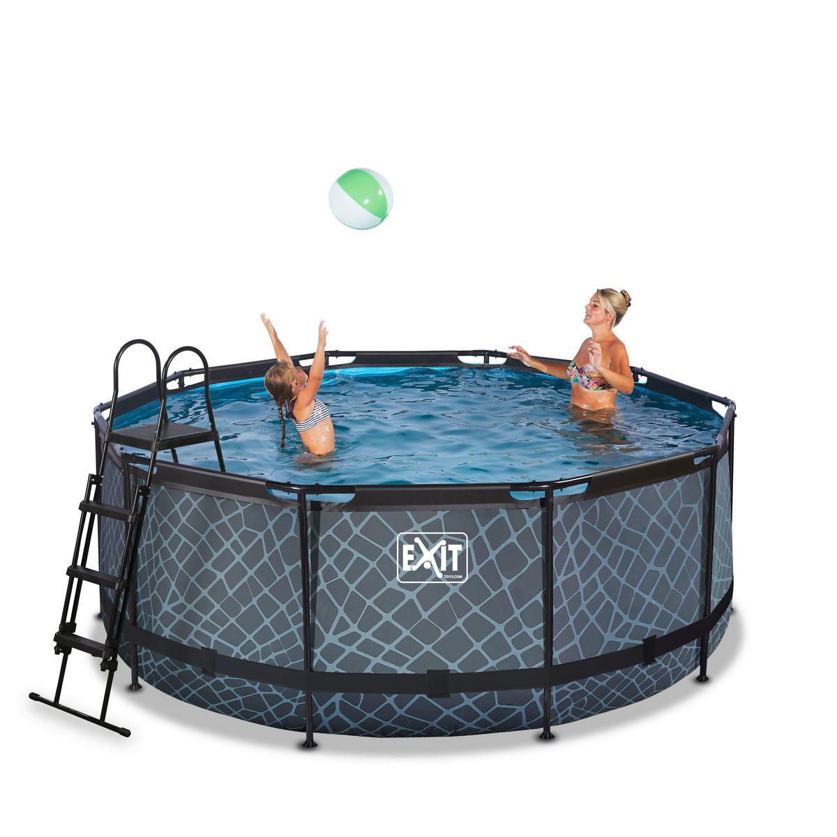 EXIT POOL STONE 360X122 360/122 cm  - Grau, KONVENTIONELL, Metall (360/122cm) - EXIT Toys