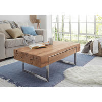 KLUBSKA MIZA, 110/40/60 cm barve hrasta, barve nerjavečega jekla  - barve nerjavečega jekla/barve hrasta, Design, kovina/leseni material (110/40/60cm) - Valnatura