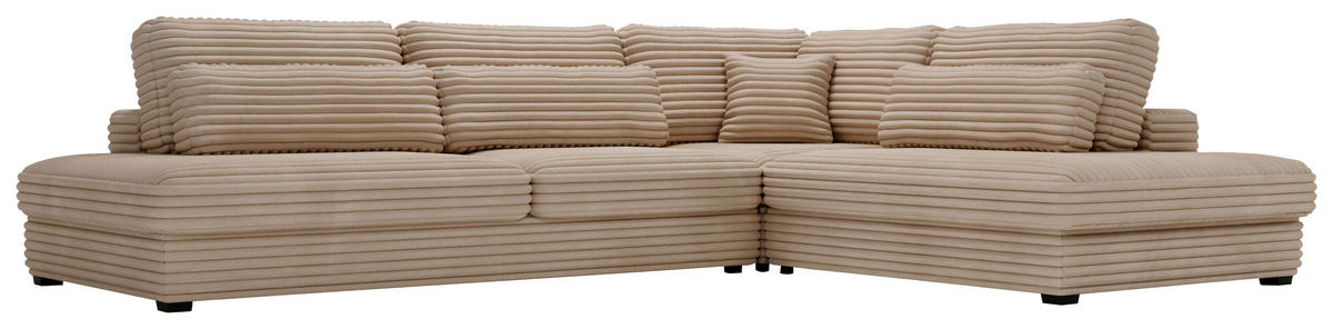 ECKSOFA in Cord, Plüsch Braun  - Schwarz/Braun, Design, Kunststoff/Textil (332/244cm) - Livetastic