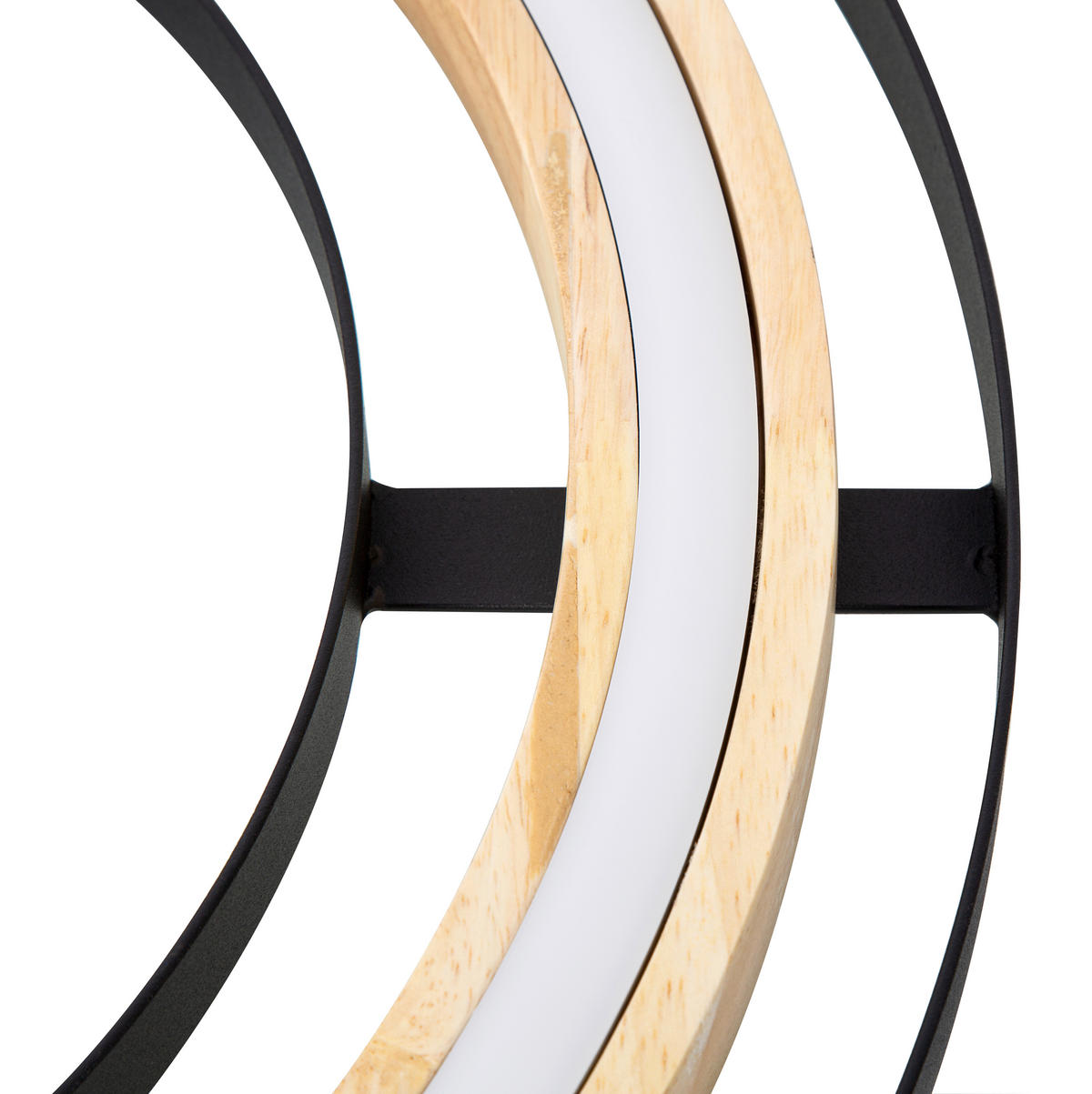 LED-DECKENLEUCHTE Rilas 47/7 cm   - Hellbraun/Schwarz, Basics, Holz/Metall (47/7cm)