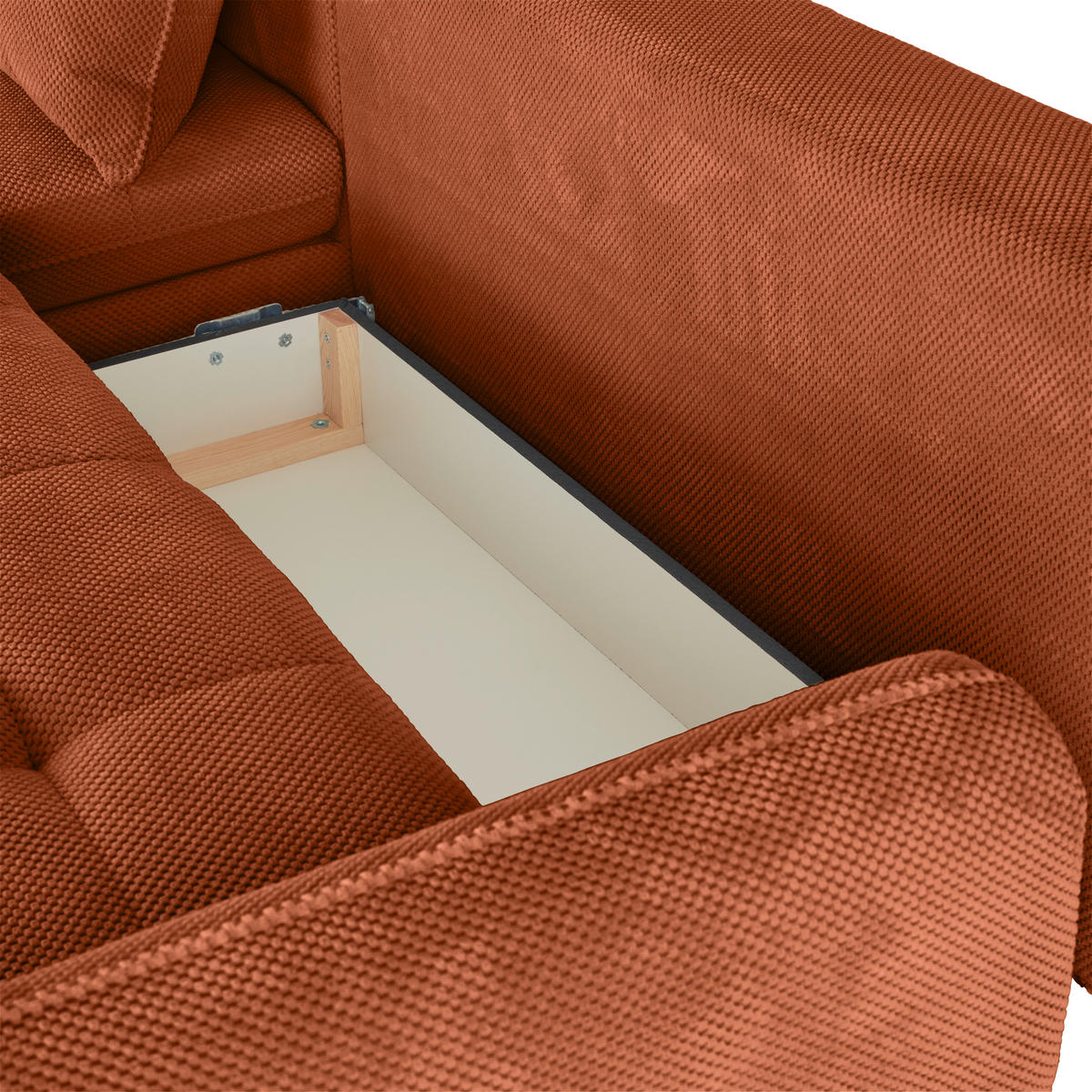ECKSOFA WAVE Orange Struktur  - Beige/Schwarz, MODERN, Textil/Metall (189/266cm) - MID.YOU