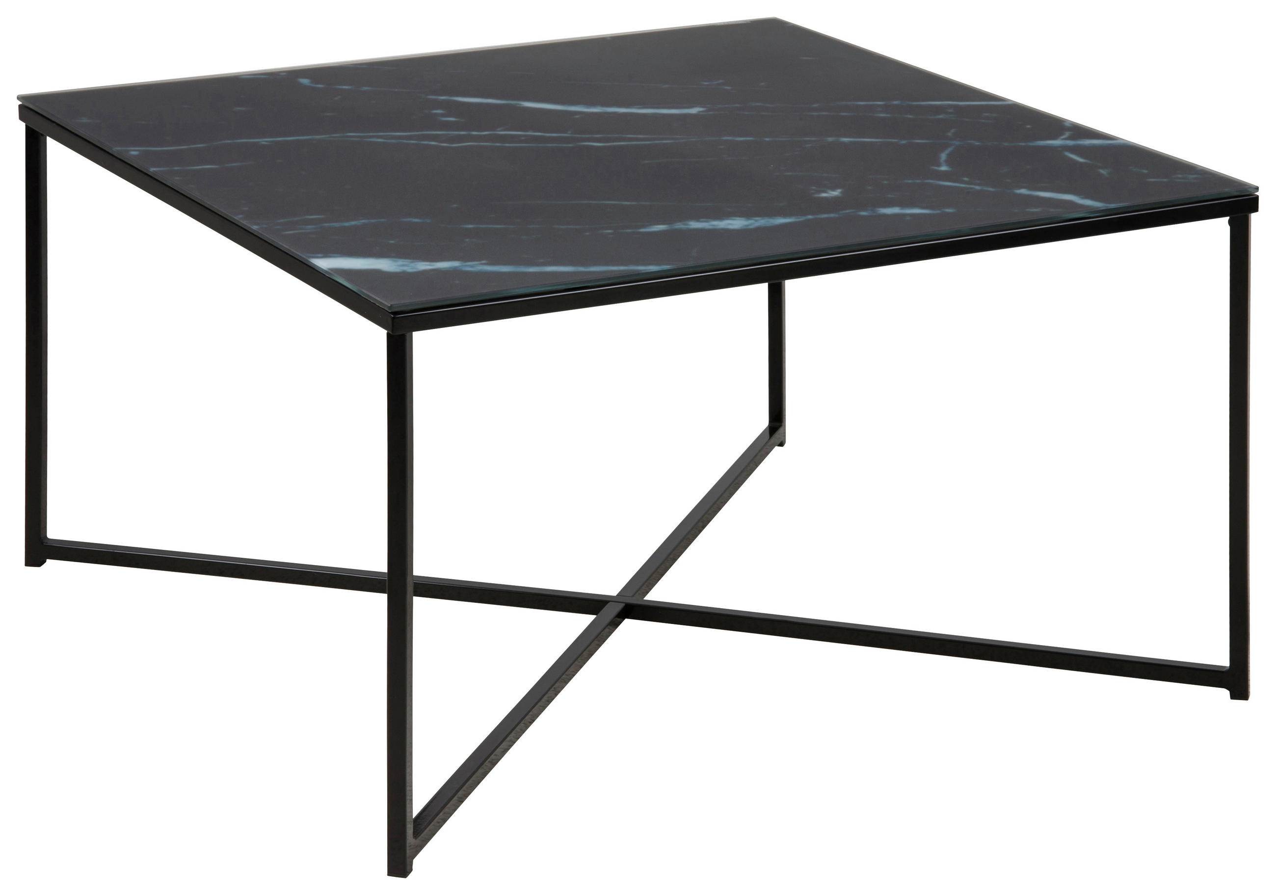 COUCHTISCH in Metall, Glas 80/80/45 cm  - Schwarz/Weiß, Trend, Glas/Metall (80/80/45cm) - Livetastic