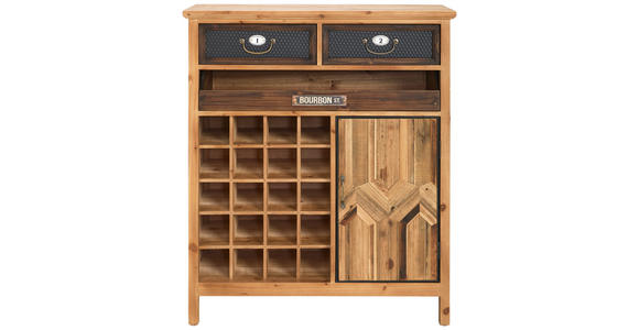 BARSCHRANK Tanne massiv Naturfarben, Schwarz  - Messingfarben/Schwarz, LIFESTYLE, Holz/Keramik (80/93/32cm) - Landscape