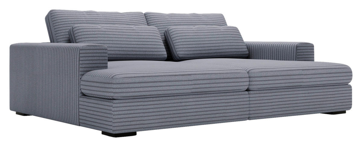 BIGSOFA in Cord Blaugrau  - Blaugrau/Schwarz, Design, Textil (218/80/158cm) - Lomoco