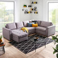 WOHNLANDSCHAFT in Cord, Velours Hellgrau  - Hellgrau/Schwarz, Design, Kunststoff/Textil (160/311/205cm) - Xora