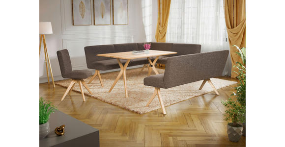 ECKBANK 238/172 cm Webstoff Braun Eiche vollmassiv   - Eichefarben/Braun, KONVENTIONELL, Holz/Textil (238/172cm) - Linea Natura