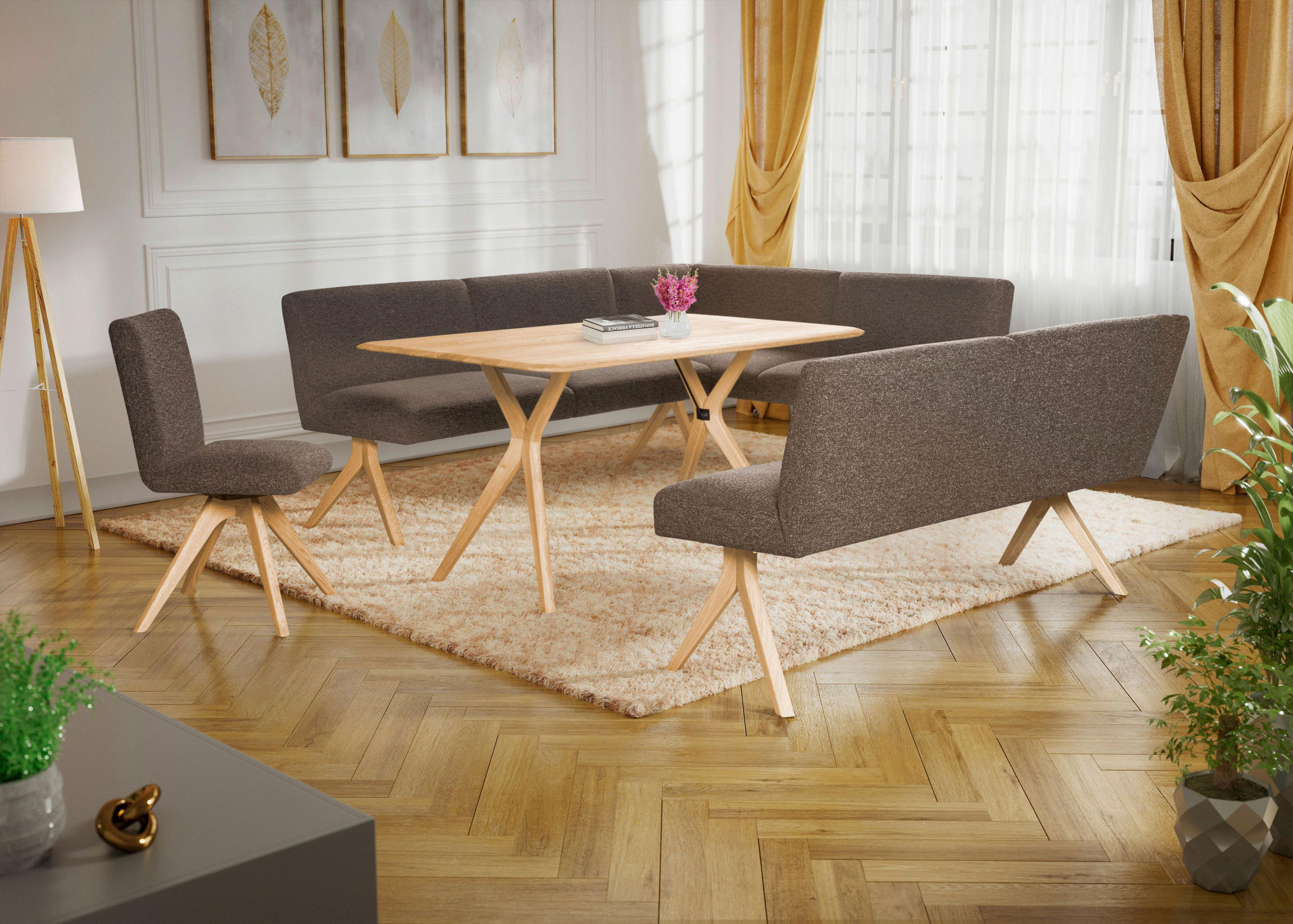 ESSTISCH Eiche vollmassiv rechteckig Eichefarben  - Eichefarben, KONVENTIONELL, Holz (180/90/76cm) - Linea Natura
