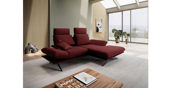 ECKSOFA  in Flachgewebe Rot  234/155 cm  - Rot/Schwarz, Design, Textil/Metall (234/155cm) - Dieter Knoll