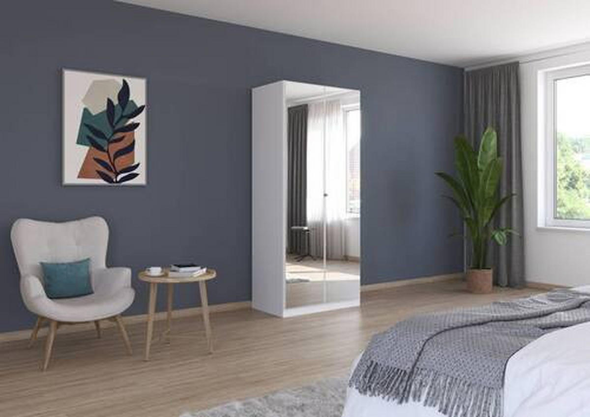 Dulap Cu Uși Rotative, 91/210/54 cm, argintiu, alb - argintiu/alb, Basics, metal/material pe bază de lemn (91/210/54cm)