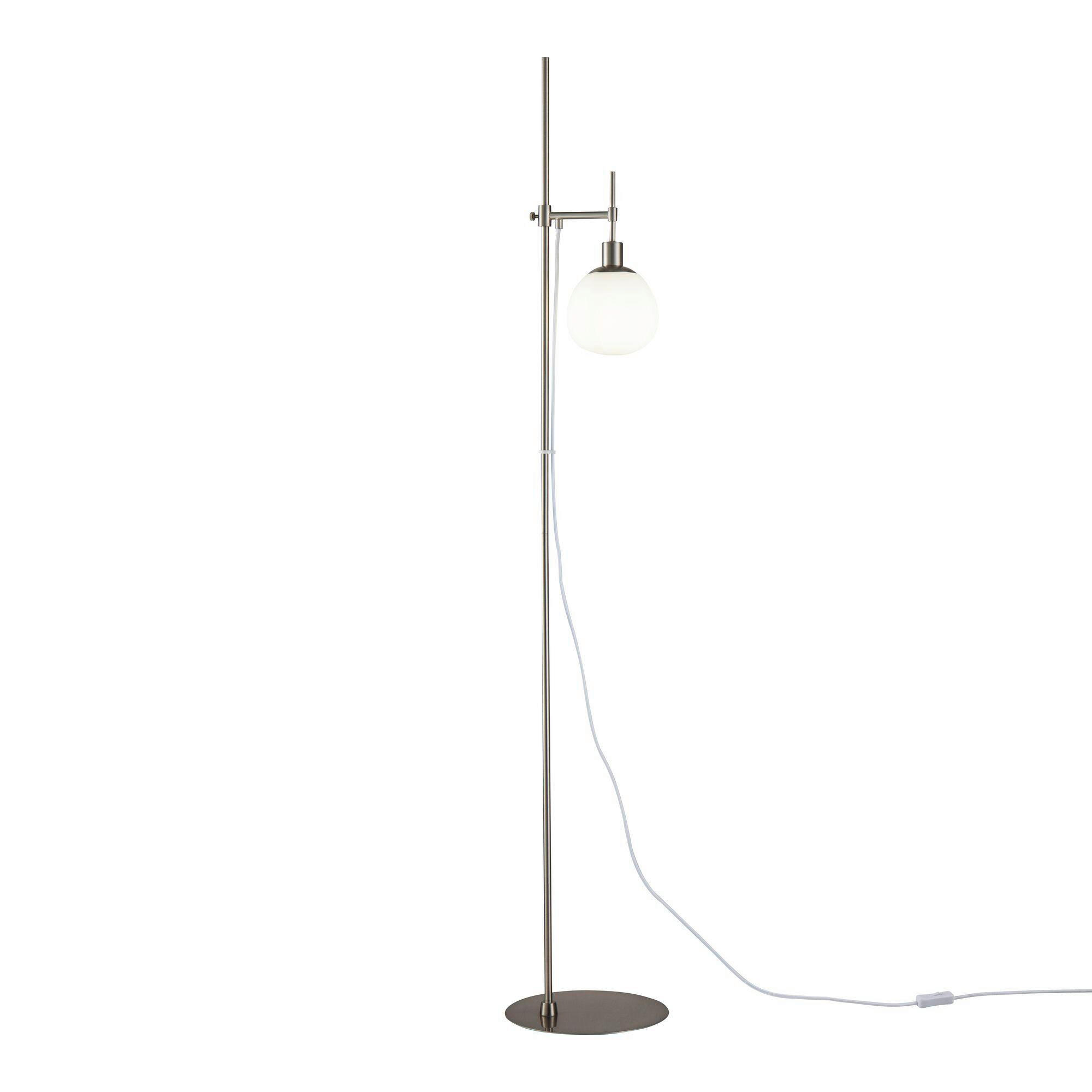 STEHLEUCHTE Modern 25/155 cm Minimalistisch  - Weiß/Nickelfarben, Trend, Glas/Metall (25/155cm) - MAYTONI