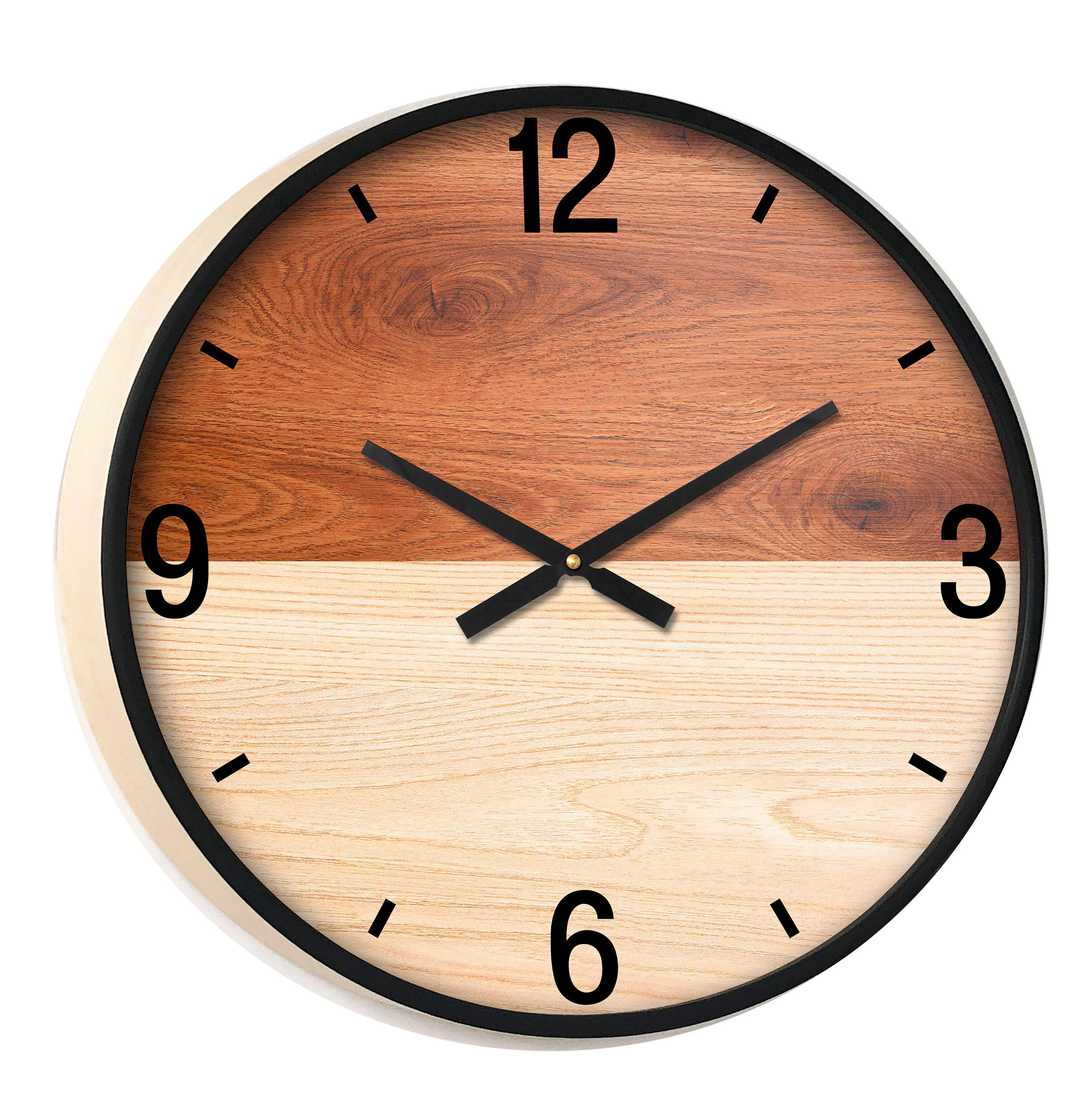 VÄGGKLOCKA   - beige/brun, Trend, papper/trä (60/5,8cm) - Ambia Home