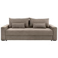 SCHLAFSOFA in Cord Taupe  - Taupe/Schwarz, KONVENTIONELL, Kunststoff/Textil (233/92/108cm) - Carryhome