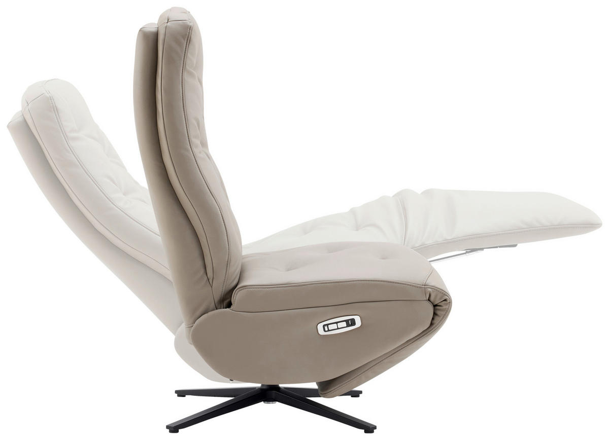 RELAXSESSEL Webstoff Relaxfunktion, Fußteilverstellung    - Taupe/Schwarz, Design, Textil/Metall (68/113/84cm) - Livetastic