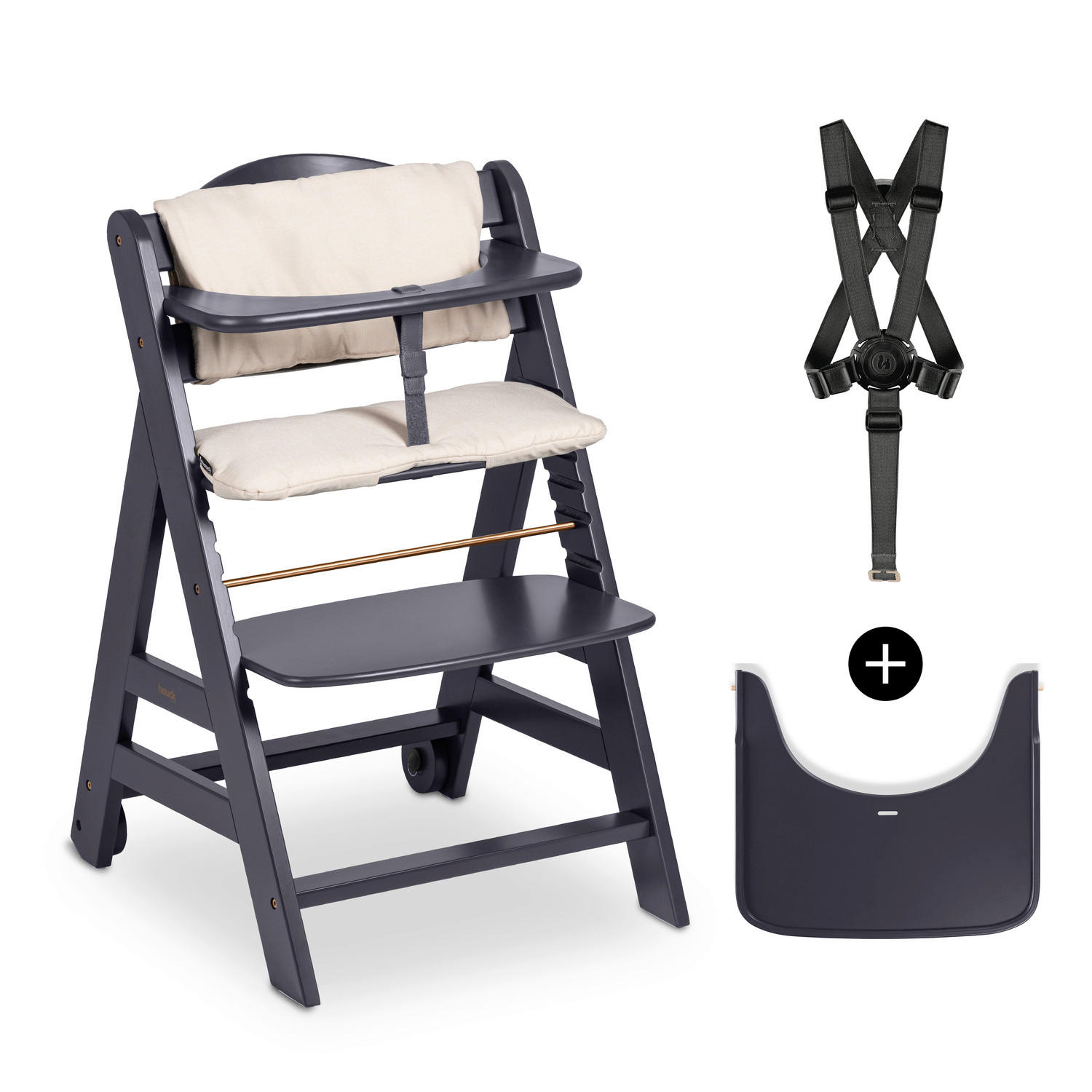 Hauck Hochstuhl-Set Beta+ Anthrazit 48x79x58 cm