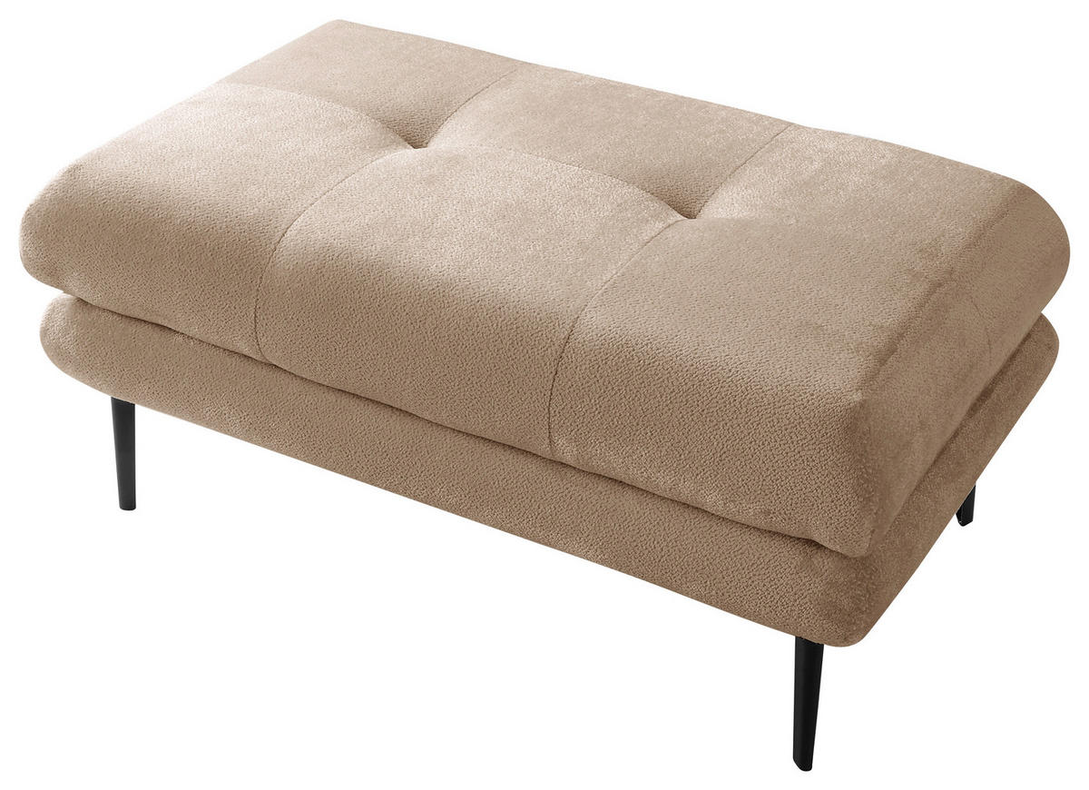 HOCKER Velours Beige  - Beige/Schwarz, Design, Textil/Metall (80/48/80cm) - MID.YOU