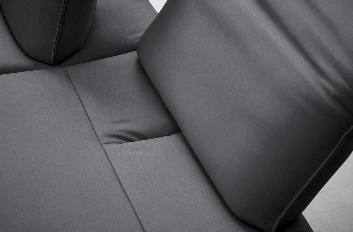 ECKSOFA Echtleder Dunkelgrau  - Dunkelgrau/Anthrazit, Design, Leder/Metall (290/230cm) - Johann Jakob