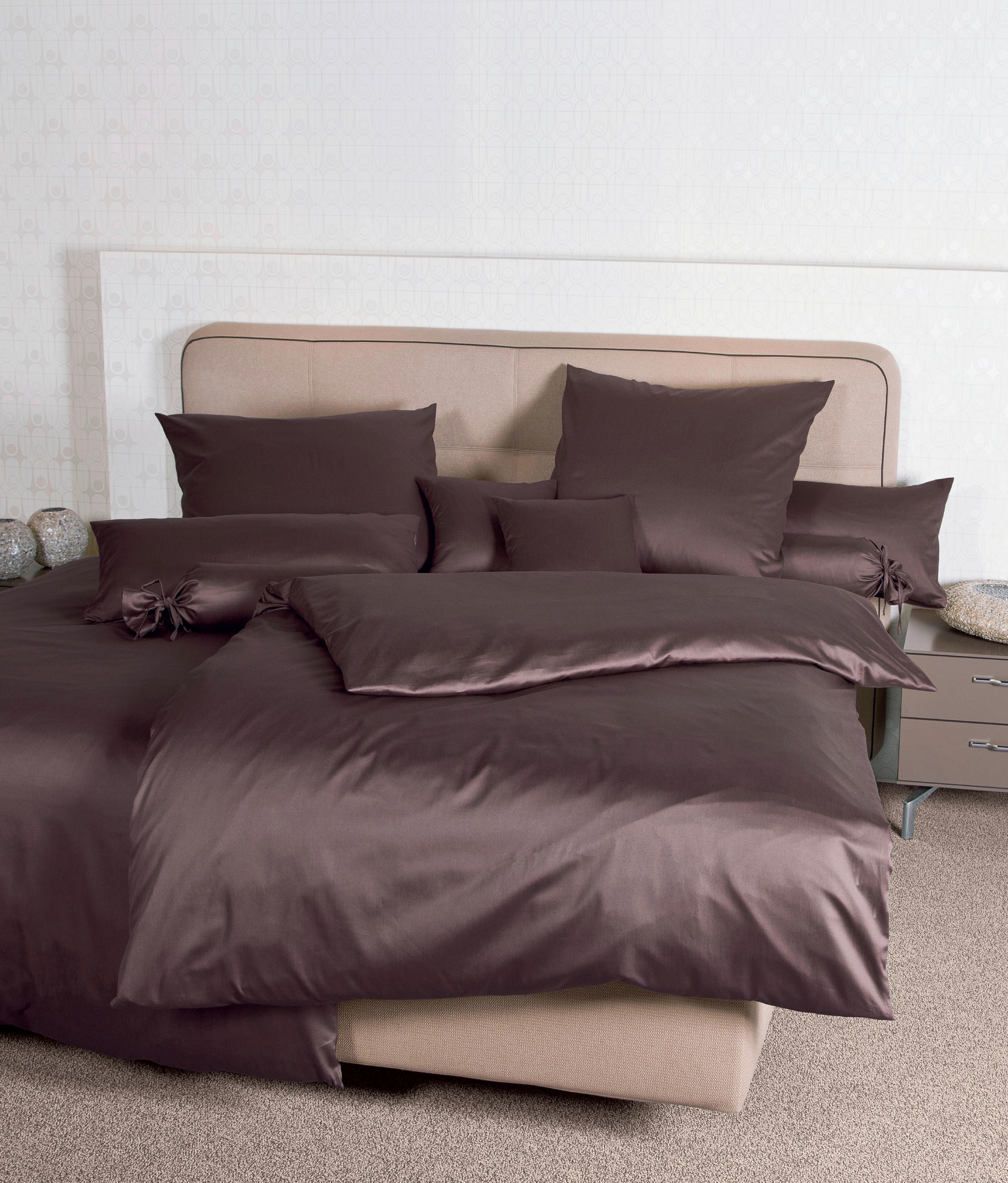 BETTWÄSCHE Giacomo Makosatin 200/200 cm  - Dunkelbraun, Basics, Textil (200/200cm) - Janine