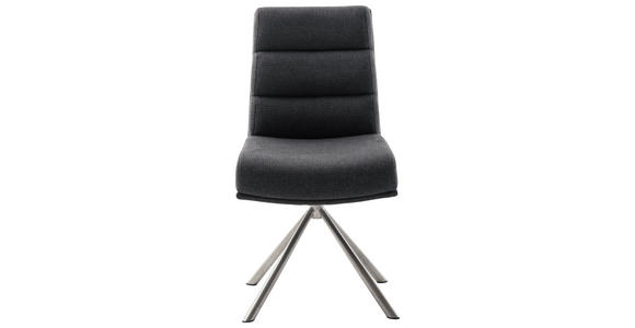 STUHL Webstoff Anthrazit, Edelstahlfarben  - Edelstahlfarben/Anthrazit, Design, Textil/Metall (47/90/64cm) - Dieter Knoll