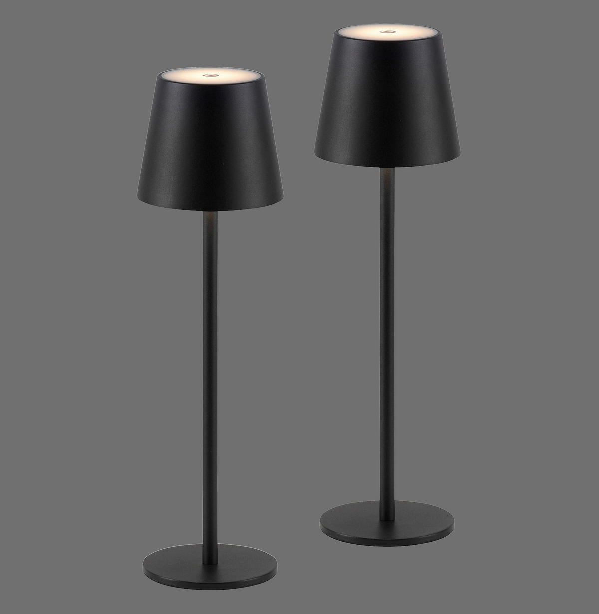 Akku-Tischleuchte 2er-Set 11/11/37,5 cm  - Schwarz, Design, Kunststoff/Metall (11/11/37,5cm) - Just Light