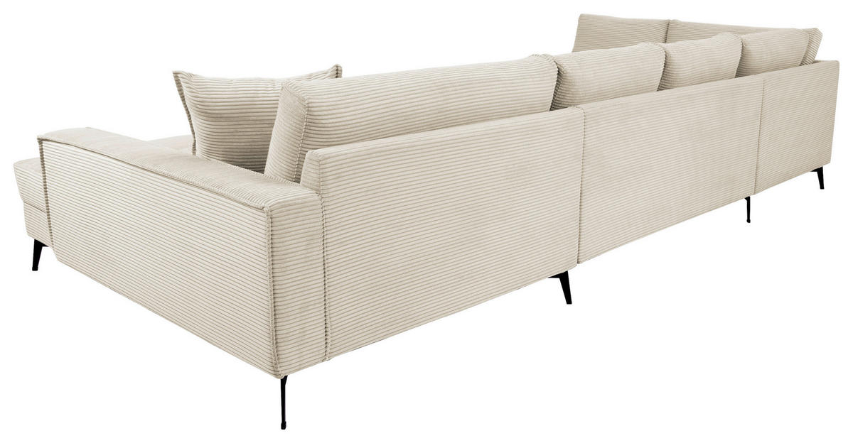 WOHNLANDSCHAFT ZERO Creme Cord  - Creme/Schwarz, Trend, Textil/Metall (195/362/173cm) - Livetastic