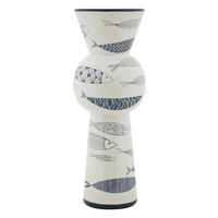 VASE  - Blau/Weiß, Basics, Keramik (14/38.5/14cm)