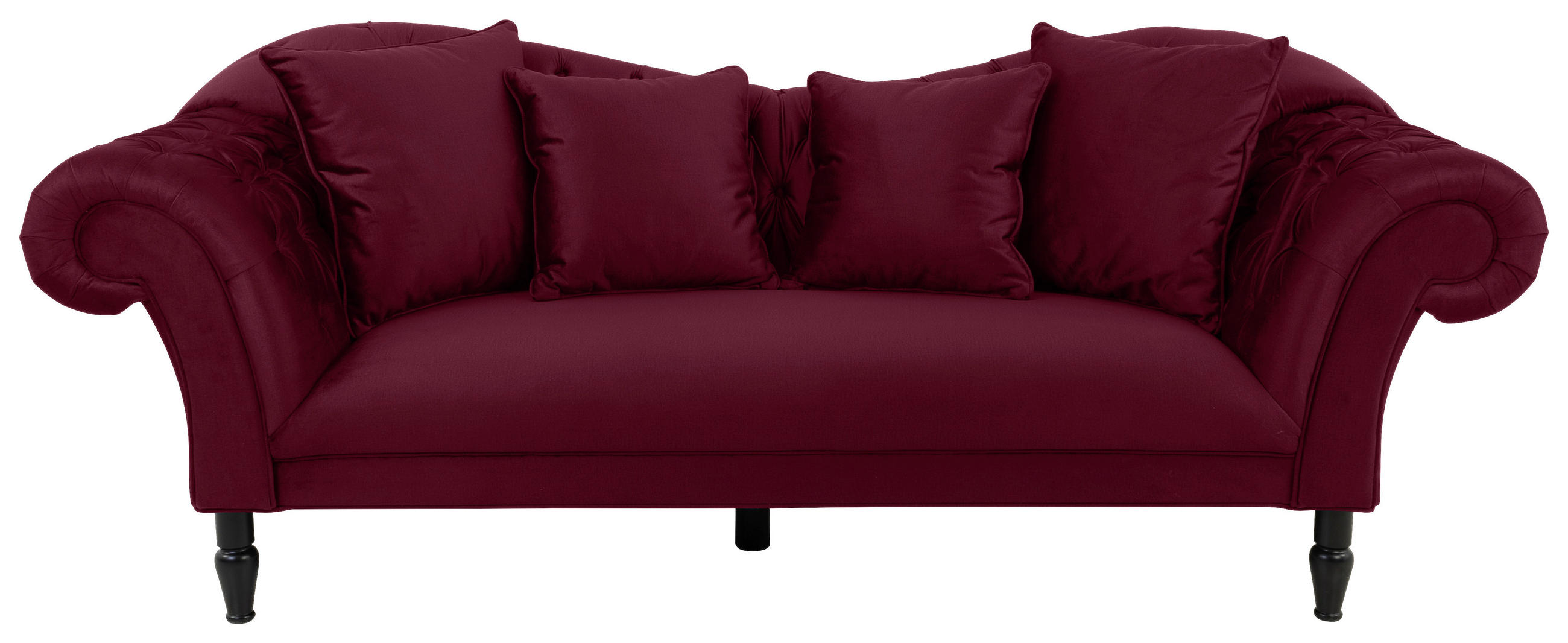 3-SITZER-SOFA Velours Rot  - Rot/Schwarz, Design, Holz/Textil (242/91/104cm) - MID.YOU